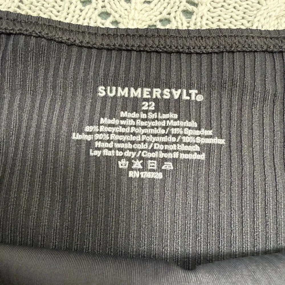 Summersalt Swimsuit Bikini Bottom Women's Size 22 Black Ribbed Wanderlust NWT